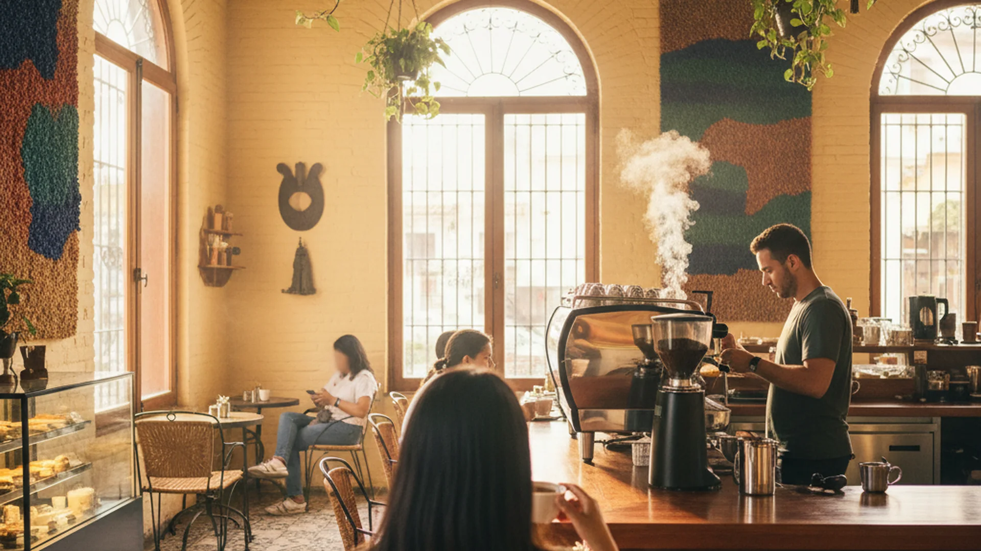 Colombian coffee with latte art