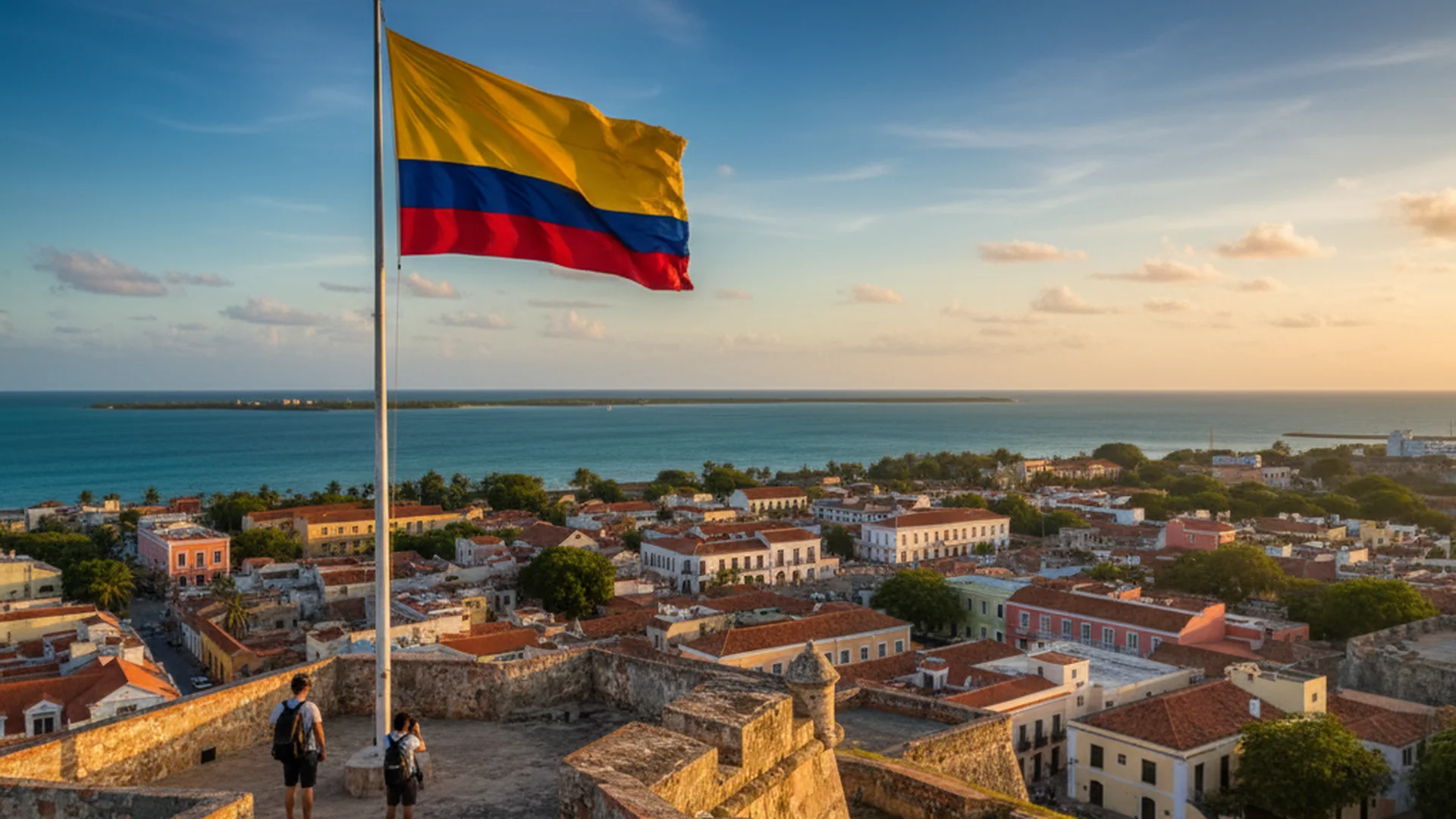 The Colombian Citizenship Exam: A Complete Guide for Foreigners - Colombian flag at a fort in Cartagena